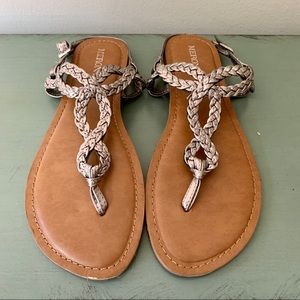 Merona Silver Braid Thong Sandals Size 6.5